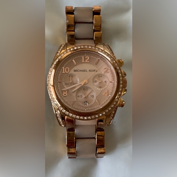 Michael Kors Blair Rose Gold Blush Acetate Stainless Steel Watch